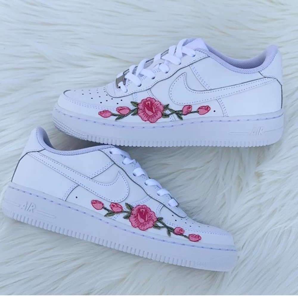 Custom Pink flowered Air Force 1s
